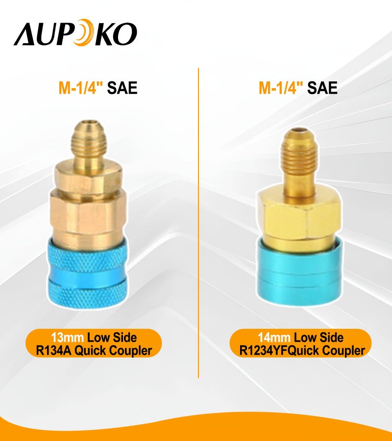 Aupoko AC Oil Injector Kit, R134A Oil Injector with R1234YF Low Side Quick Coupler, HVAC Dye Oil Injector with 1/4" SAE Connector, for R134A R22 R12 R1234YF Refrigerant System - Image 3